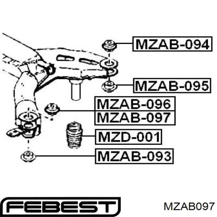 MZAB-097 Febest suspensión, cuerpo del eje trasero