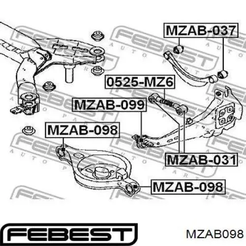 MZAB-098 Febest suspensión, brazo oscilante trasero inferior