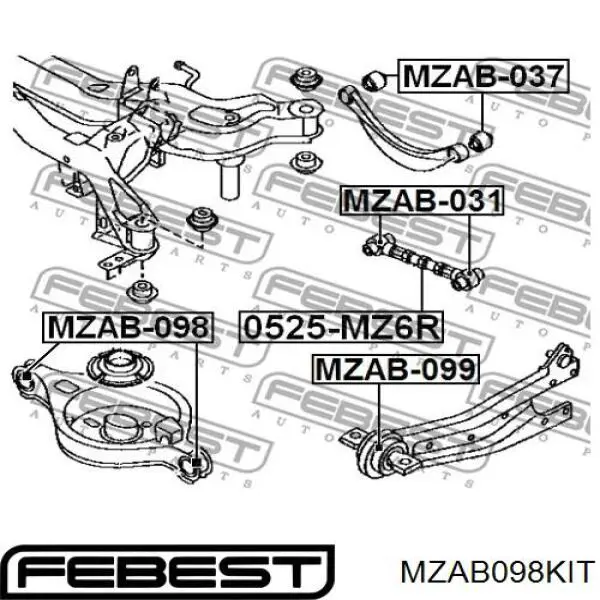 Comprar MZAB098KIT Febest Buje del brazo inferior trasero