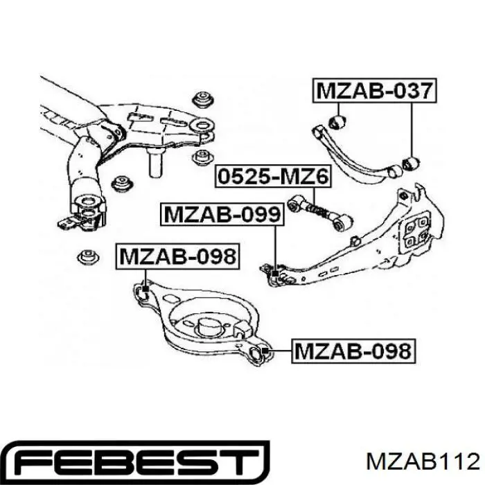 Comprar MZAB112 Febest Silentblock de brazo transversal de suspensión trasera