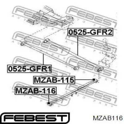 Buje delantero del brazo longitudinal trasero Febest MZAB116