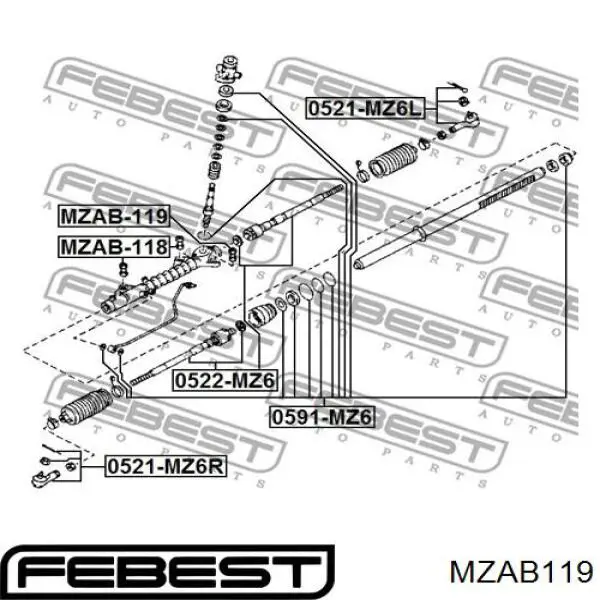 MZAB119 Febest silentblock de montaje del caja de direccion