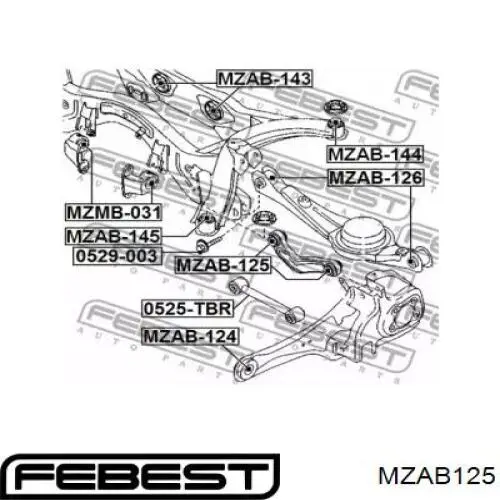MZAB125 Febest Silentblock del brazo superior de suspensión trasera