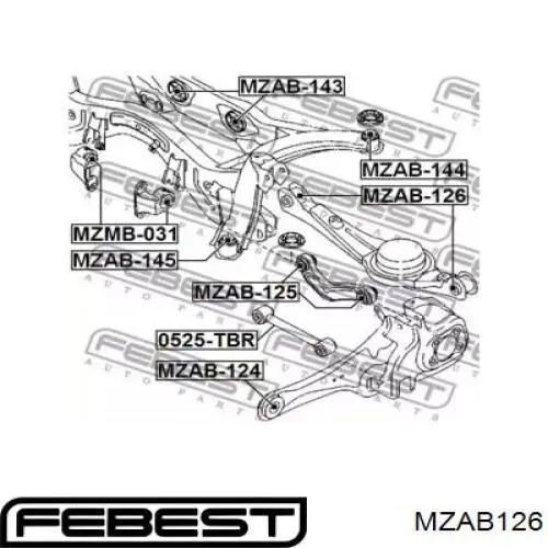 Buje del brazo inferior trasero Febest MZAB126