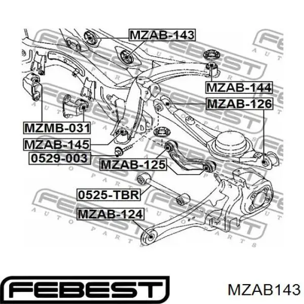 MZAB143 Febest suspensión, cuerpo del eje trasero