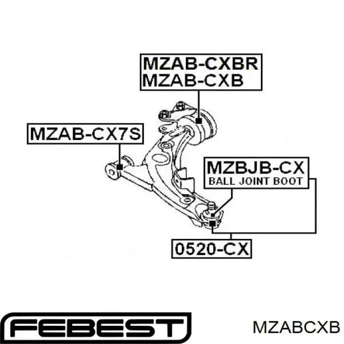 Silentblock del brazo de suspensión MZABCXB Febest