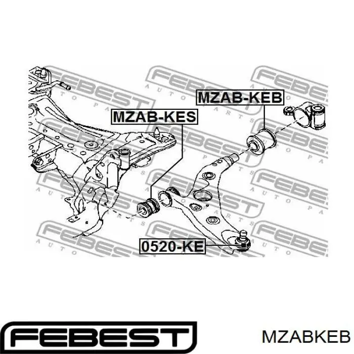 MZAB-KEB Febest silentblock de suspensión delantero inferior
