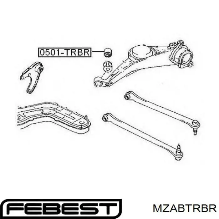 Buje delantero del brazo trasero Febest MZABTRBR