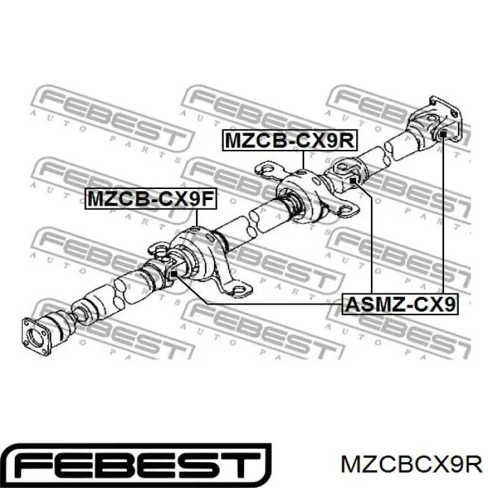 MZCBCX9R Febest suspensión, árbol de transmisión, trasero