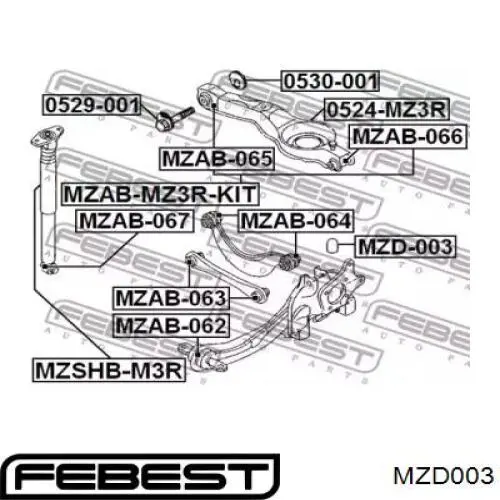 Almohadilla de tope, Suspensión, Brazo de suspensión trasero inferior Ford Focus 1 (DAW, DBW)