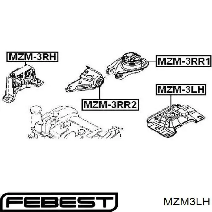 MZM-3LH Febest soporte, motor, izquierdo, superior