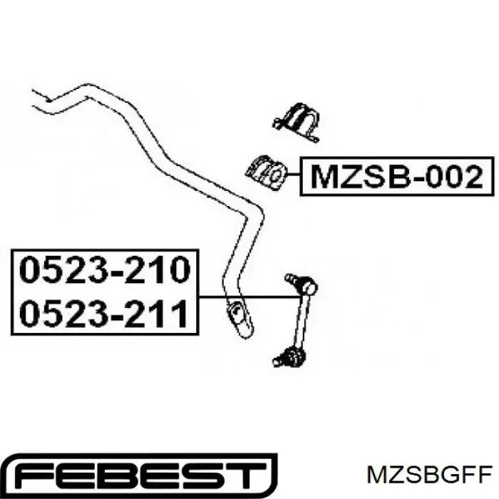 MZSB-GFF Febest casquillo de barra estabilizadora delantera