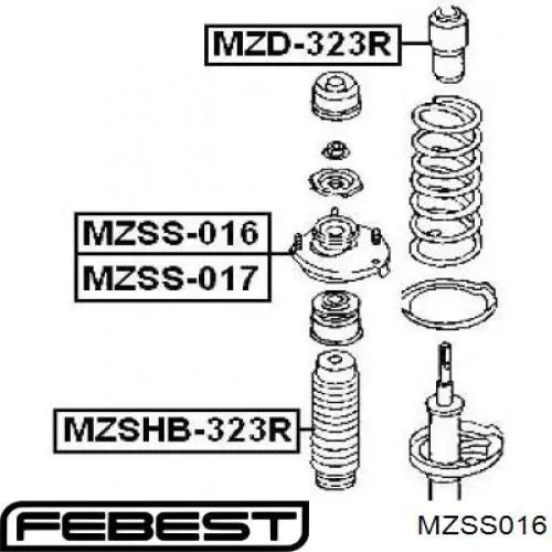 MZSS016 Febest soporte amortiguador trasero derecho