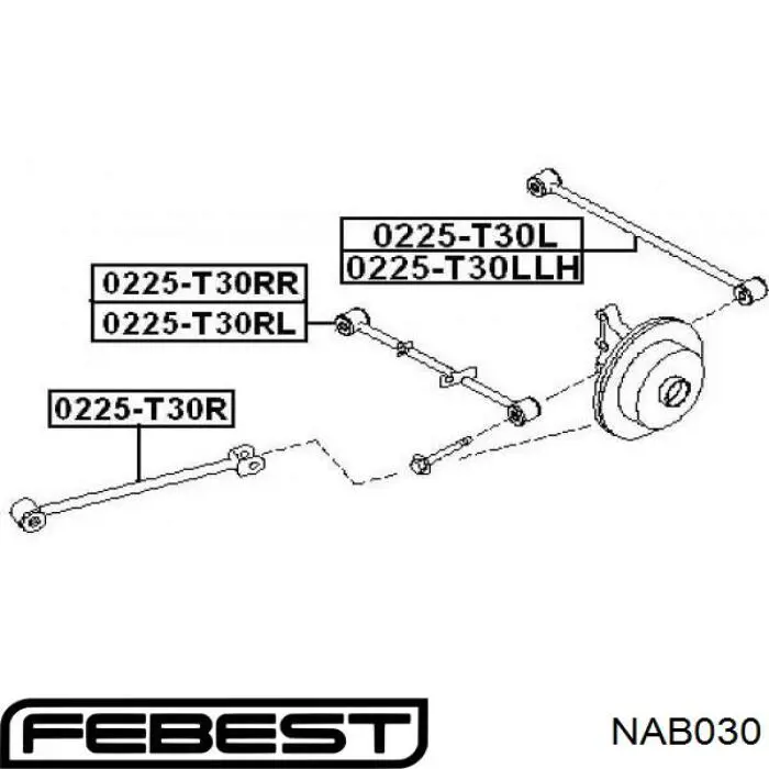 Silentblock de brazo transversal de suspensión trasera NAB030 Febest