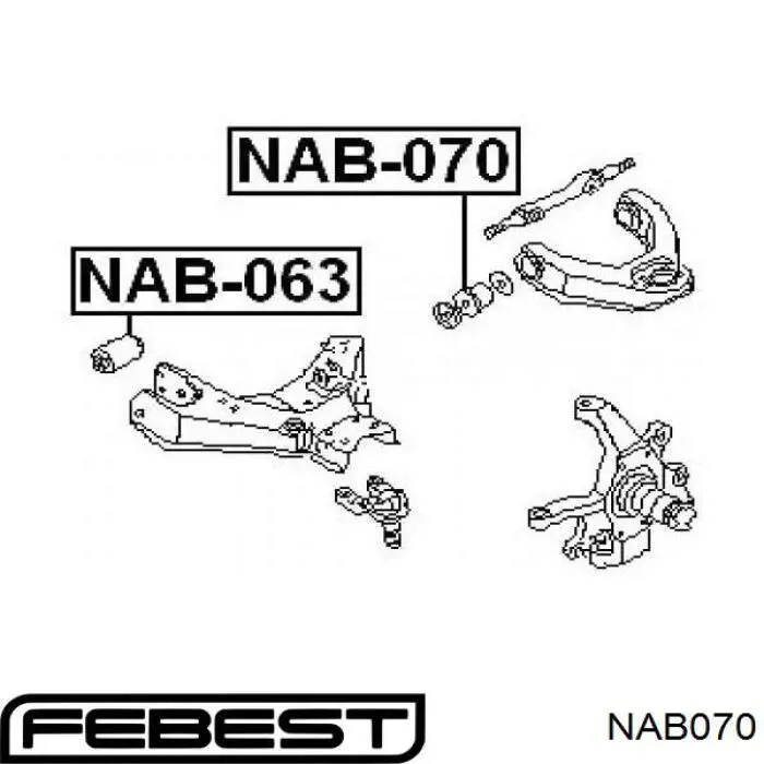 NAB-070 Febest silentblock de brazo de suspensión delantero superior