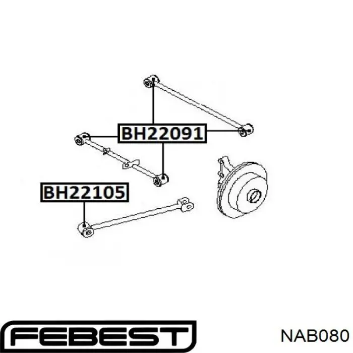 Buje del brazo transversal trasero Febest NAB080