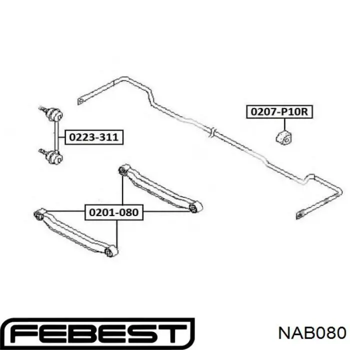 Comprar NAB080 Febest Buje del brazo transversal trasero
