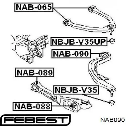 NAB090 Febest silentblock de suspensión delantero inferior