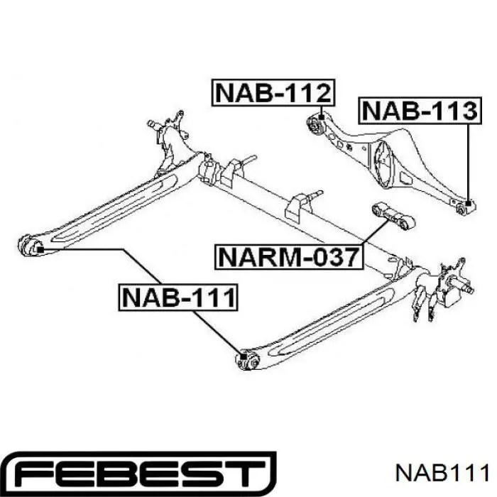 NAB-111 Febest suspensión, cuerpo del eje trasero