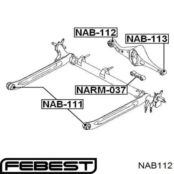 NAB-112 Febest suspensión, barra transversal trasera