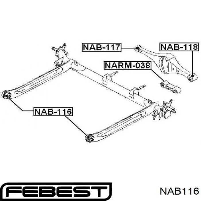 NAB-116 Febest suspensión, cuerpo del eje trasero
