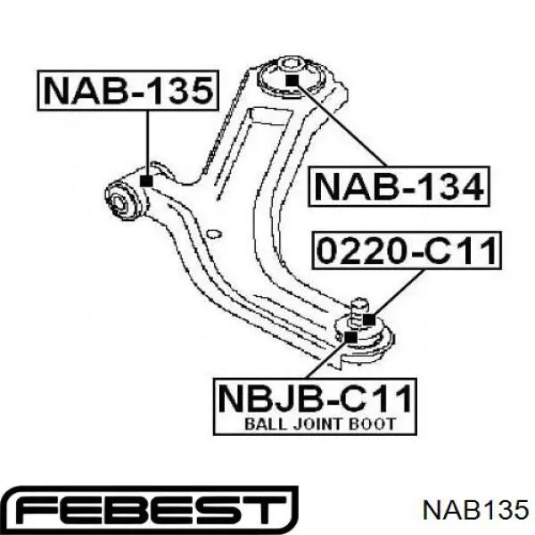NAB135 Febest silentblock de suspensión delantero inferior