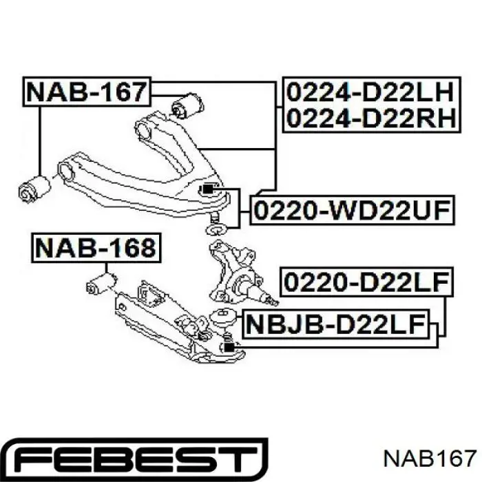 Comprar NAB167 Febest Buje del brazo de suspensión delantero superior