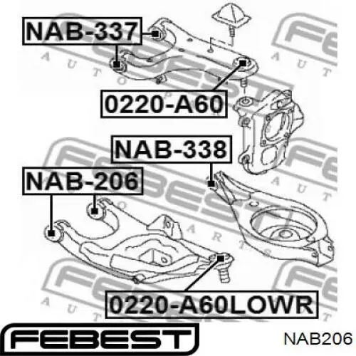 Comprar NAB206 Febest Buje del brazo inferior trasero