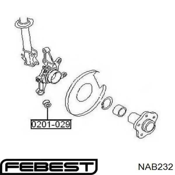 NAB232 Febest Buje del brazo transversal trasero