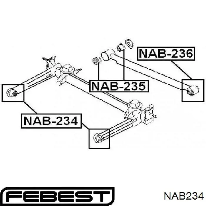 NAB234 Febest suspensión, cuerpo del eje trasero