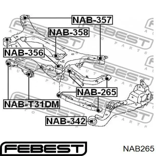 NAB265 Febest Silentblock del brazo superior de suspensión trasera