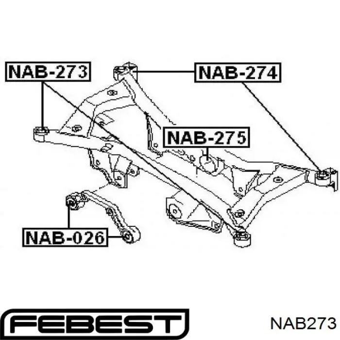 NAB273 Febest suspensión, cuerpo del eje trasero