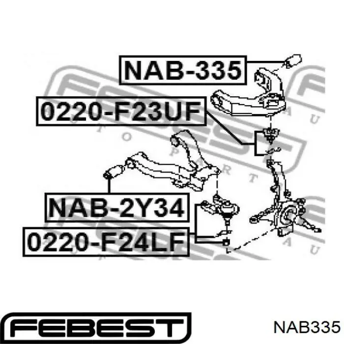 NAB335 Febest silentblock de brazo de suspensión delantero superior