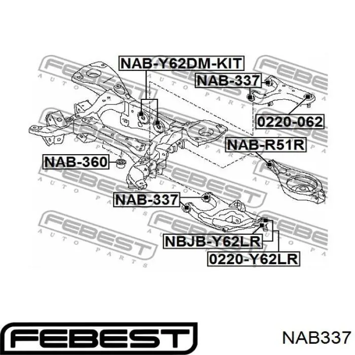 Silentblock del brazo superior de suspensión trasera NAB337 Febest