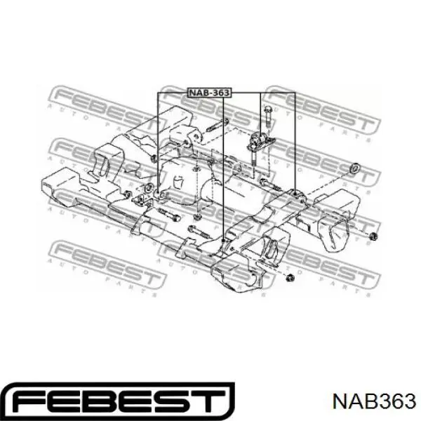 NAB-363 Febest silentblock, soporte de diferencial, eje delantero, trasero