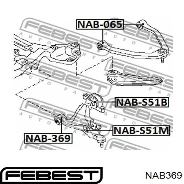 NAB369 Febest silentblock de suspensión delantero inferior