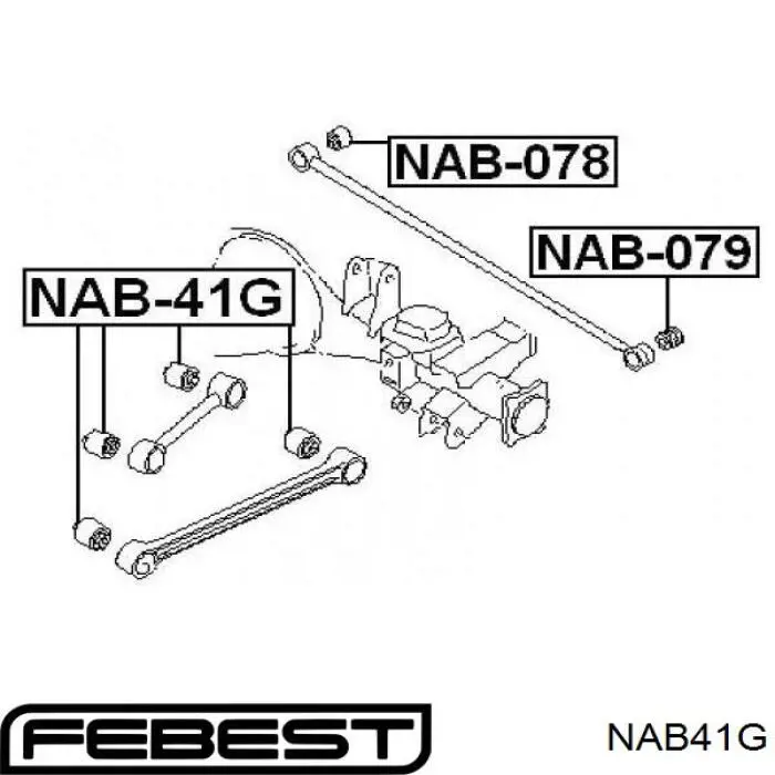 Suspensión, brazo oscilante, eje trasero Febest NAB41G