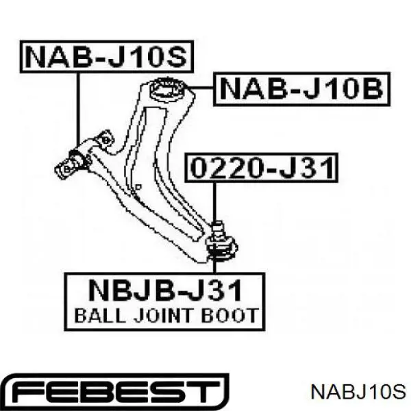NAB-J10S Febest silentblock de suspensión delantero inferior