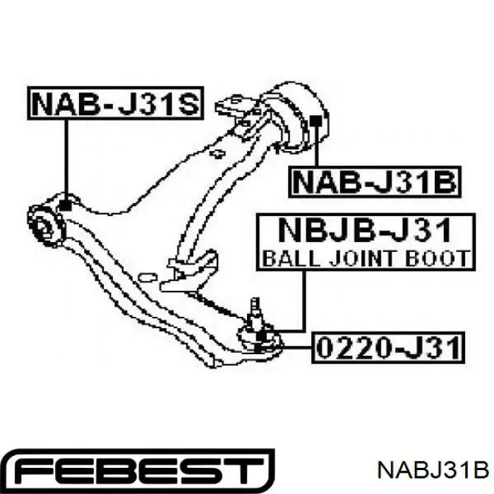NABJ31B Febest silentblock de suspensión delantero inferior