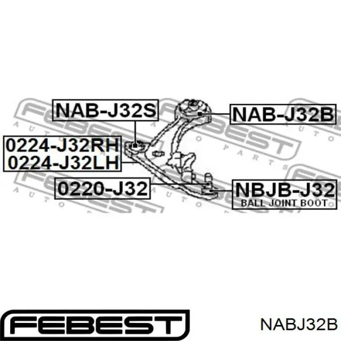 Silentblock del brazo de suspensión NABJ32B Febest