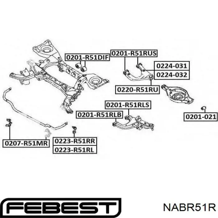 Buje del brazo inferior trasero Febest NABR51R precio, desde 6,84 EUR