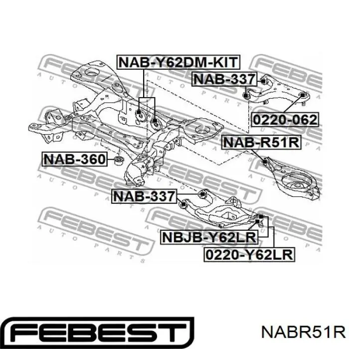 Comprar NABR51R Febest Buje del brazo inferior trasero