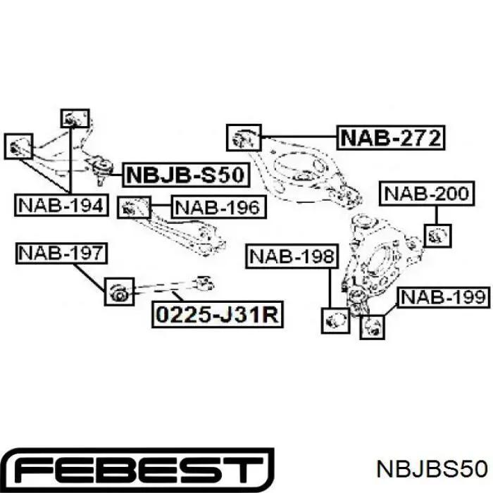 NBJBS50 Febest suspension trasera de rotula de fuelle
