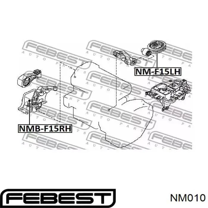 NM010 Febest soporte de motor trasero