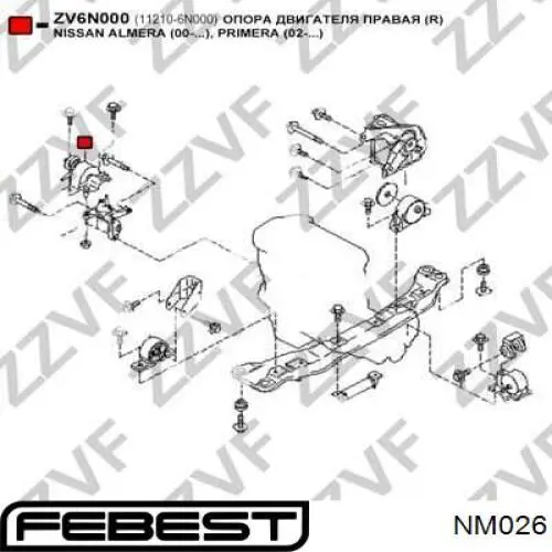 NM026 Febest soporte motor delantero