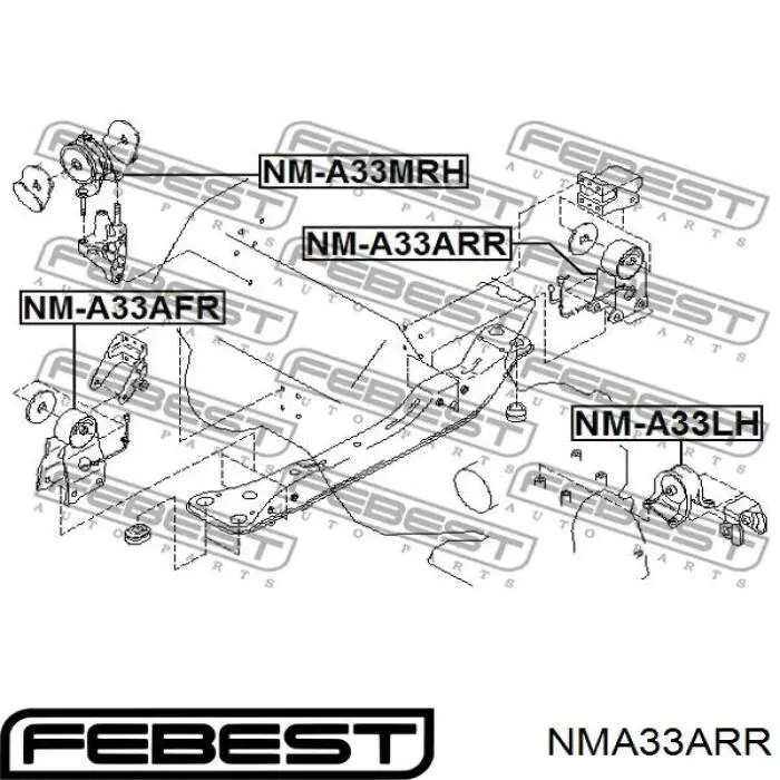Soporte de motor trasero para Nissan Maxima (A33)