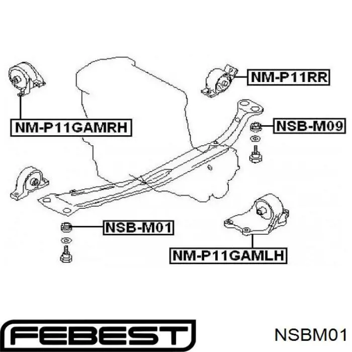 Comprar NSBM01 Febest Buje de la viga longitudinal delantera del motor