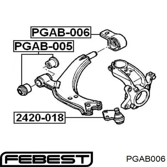 PGAB006 Febest silentblock de suspensión delantero inferior