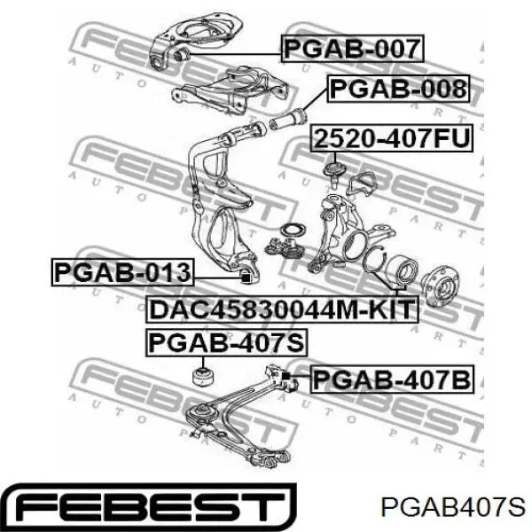 PGAB407S Febest silentblock de suspensión delantero inferior