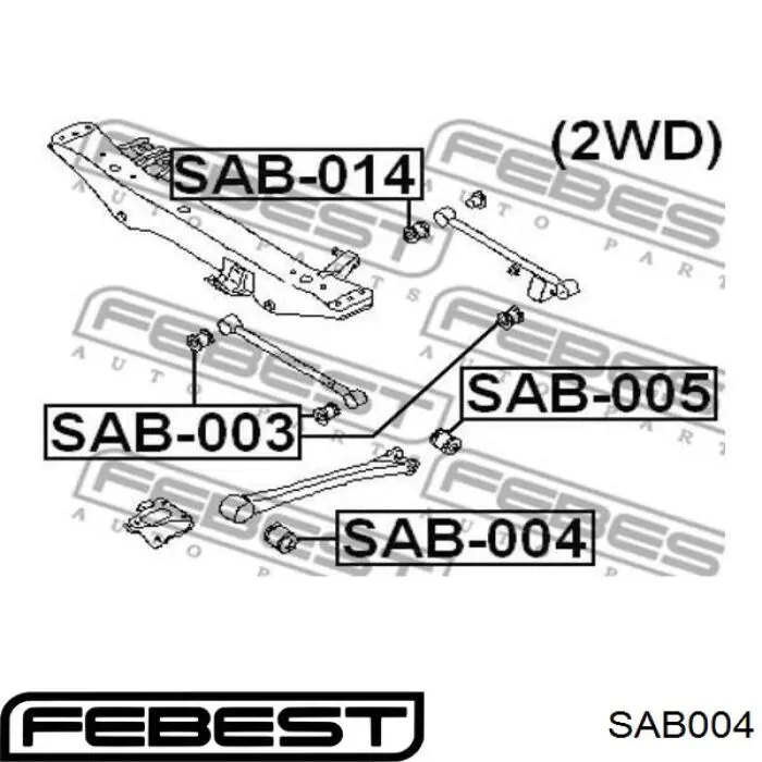Bloque silencioso Trasero Brazo Trasero Delantero para Subaru Forester (S10, SF)